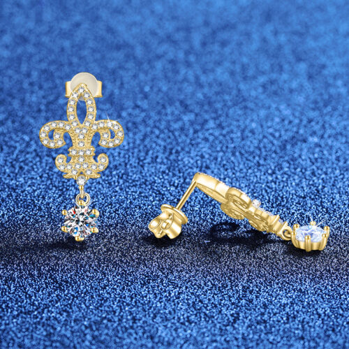 Hoa Tai Bạc Nữ Đính Kim Cương Moissanite Bạc S925 BTN042 Vàng
