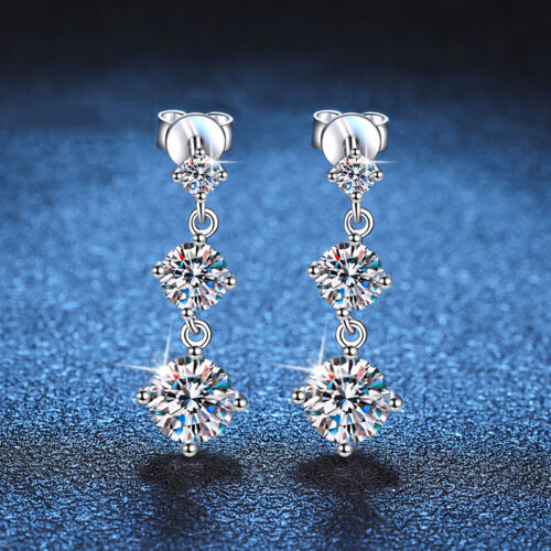 Bông Tai Kiểu Hàn Quốc Đính Kim Cương Moissanite Bạc S925 BTN048