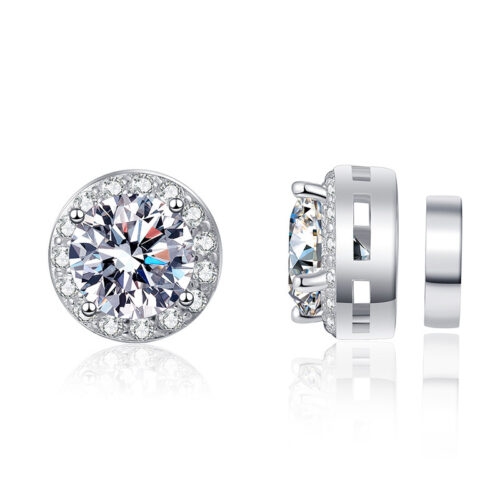 Bông Tai Đính Kim Cương Moissanite 1 Carat Bạc S925 BTN037