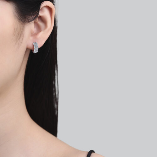 Hoa Tai Sang Trọng Đính Kim Cương Moissanite Bạc S925 BTN051
