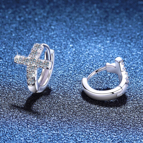 Bông Tai Kiểu Hàn Đính Kim Cương Moissanite Bạc S925 BTN055