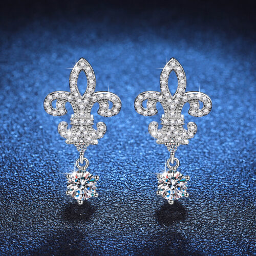 Hoa Tai Bạc Nữ Đính Kim Cương Moissanite Bạc S925 BTN042 Vàng
