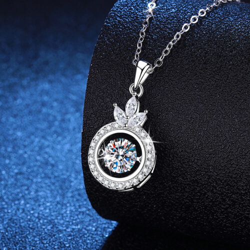 Vòng Cổ Vương Miện Đính Kim Cương Moissanite 1 Carat Bạc S925 DCN079
