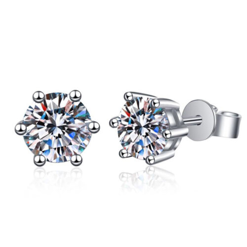 Bông Tai Bạc S925 Kim Cương Moissanite 1 Carat BTN014