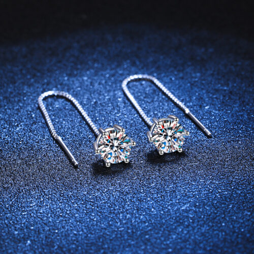 Hoa Tai Sáu Móng Kim Cương Moissanite 1 Carat Bạc S925 BTN022