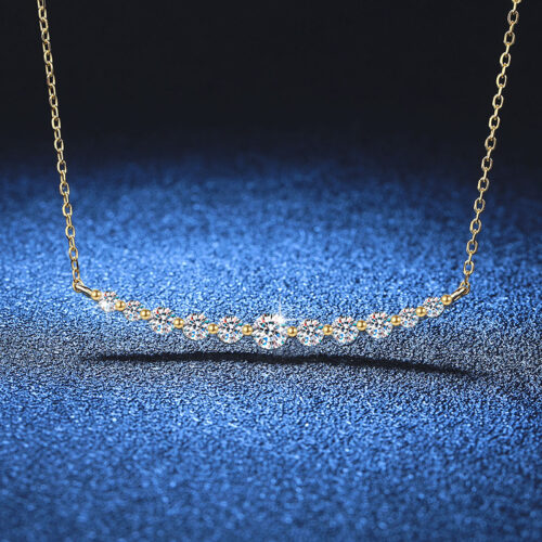 Vòng Cổ Cao Cấp Đính Kim Cương Moissanite Bạc S025 DCN053 Màu Bạc