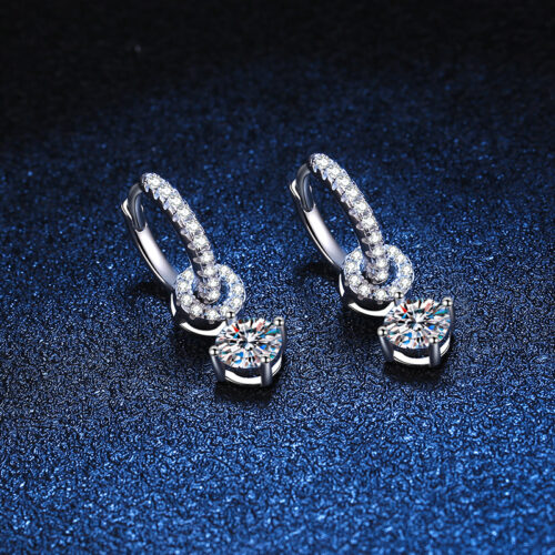 Bông Tai Bạc Cao Cấp Đính Kim Cương Moissanite Bạc S925 BTN034