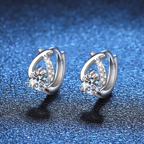 Hoa Tai Phong Cách Hàn Quốc Đính Kim Cương Moissanite Bạc S925 BTN033