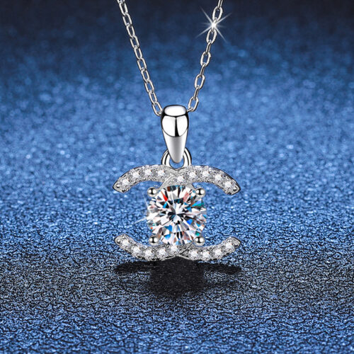 Dây Chuyền Nữ Sang Trọng Đính Kim Cương Moissanite 1 Carat Bạc S925 DCN030