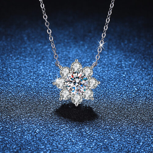 Dây Chuyền Bông Tuyết Đính Kim Cương Moissanite 1 Carat Bạc S925 DCN042