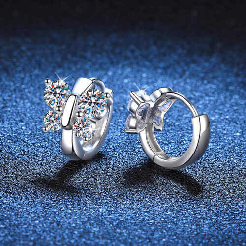 Bông Tai Bướm Đính Kim Cương Moissanite 1.6 Carat Bạc S925 BTN060