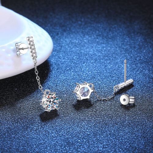 Bông Tai Kiểu Hàn Quốc Đính Kim Cương Moissanite 1 Carat Bạc S925 BTN064