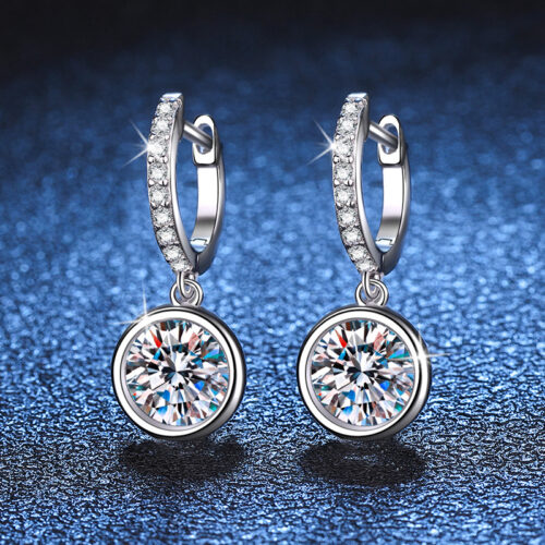 Bông Tai Bong Bóng Đính Kim Cương Moissanite 1 Carat Bạc S925 BTN067