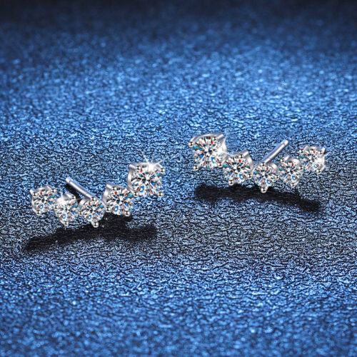 Bông Tai Vòng Cung Đính Kim Cương Moissanite Bạc S925 BTN038