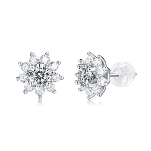 Hoa Tai Mặt Trời Cá Tính Đính Kim Cương Moissanite Bạc S925 BTN073 50 Điểm