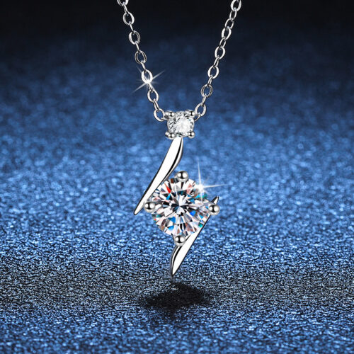 Dây Chuyền Tia Chớp Đính Kim Cương Moissanite 1 Carat Bạc S925 DCN049