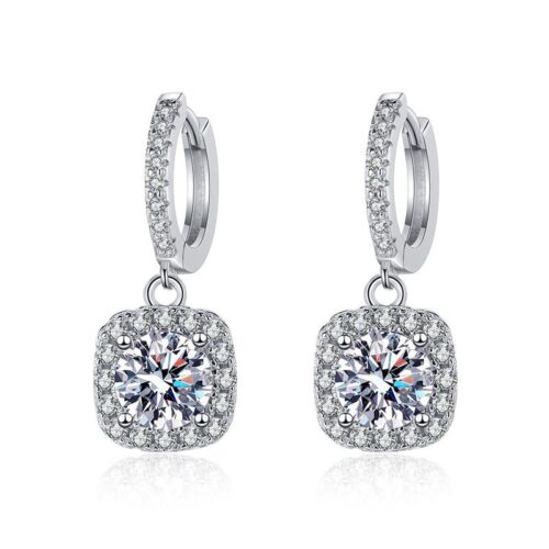 Bông Tai Đính Kim Cương Moissanite Bạc S925 BTN020 50 Điểm