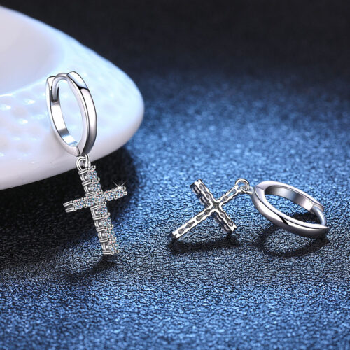 Bông Tai Chữ Thập Đính Kim Cương Moissanite Bạc S925 BTN044
