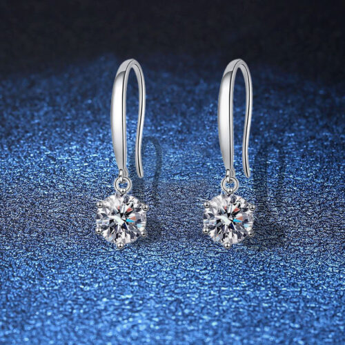 Bông Tai Bạc Nữ Đính Kim Cương Moissanite Bạc S925 BTN041 50 Điểm