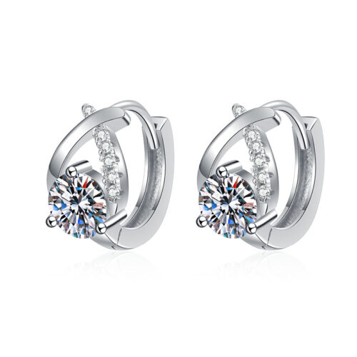 Hoa Tai Phong Cách Hàn Quốc Đính Kim Cương Moissanite Bạc S925 BTN033