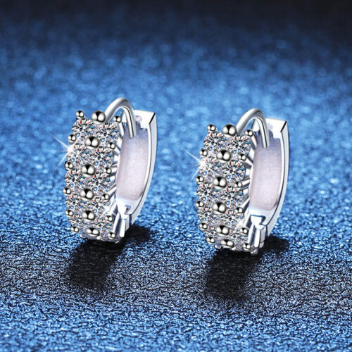Hoa Tai Sang Trọng Đính Kim Cương Moissanite Bạc S925 BTN051