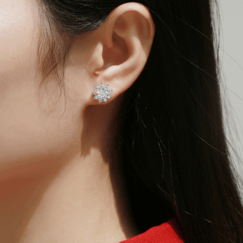 Hoa Tai Mặt Trời Cá Tính Đính Kim Cương Moissanite Bạc S925 BTN073 50 Điểm