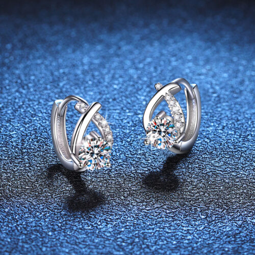 Hoa Tai Phong Cách Hàn Quốc Đính Kim Cương Moissanite Bạc S925 BTN033