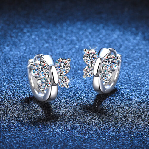 Bông Tai Bướm Đính Kim Cương Moissanite 1.6 Carat Bạc S925 BTN060