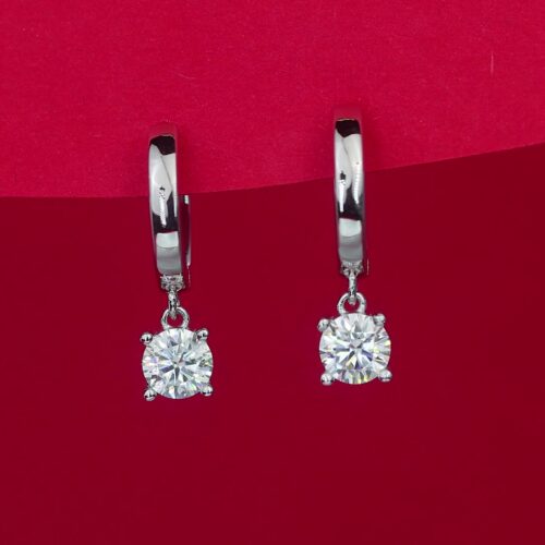 Khuyên Tai Nữ Sang Trọng Khí Chất Đính Kim Cương Moissanite Bạc S925 BTN077 E15382