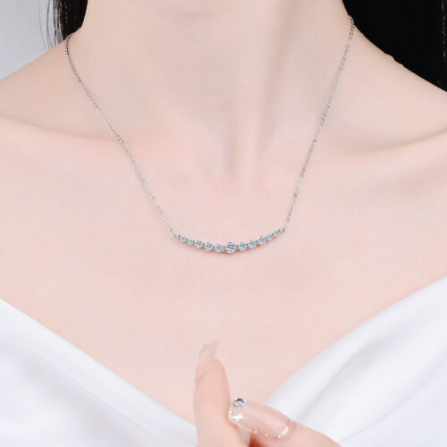 Vòng Cổ Cao Cấp Đính Kim Cương Moissanite Bạc S025 DCN053 Màu Bạc
