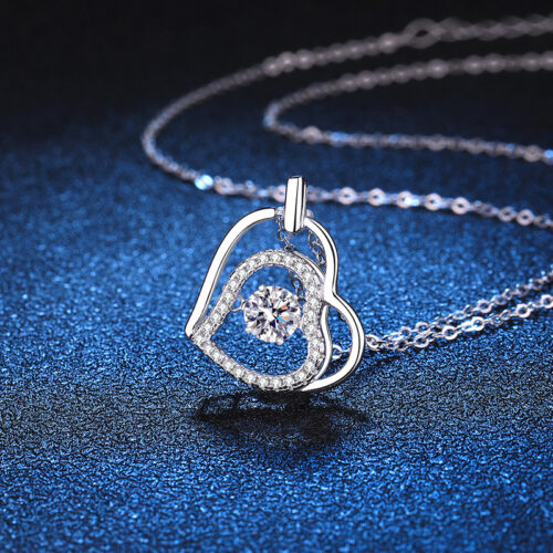 Dây Chuyền Trái Tim Đính Kim Cương Moissanite Bạc S025 DCN063