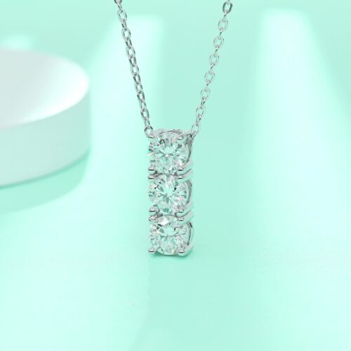 Vòng Cổ Bạc Đính 3 Viên Kim Cương Moissanite Bạc S925 DCN112