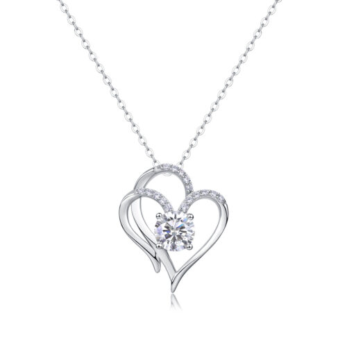 Vòng Cổ Trái Tim Thanh Lịch Đính Kim Cương Moissanite 1 Carat Bạc S925 DCN113