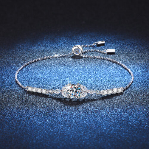 Vòng Tay Nở Hoa Đính Kim Cương Moissanite 1 Carat Bạc S925 VDN011