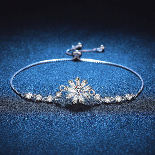 Vòng Tay Hoa Hướng Dương Đính Kim Cương Moissanite Bạc S925 VDN032