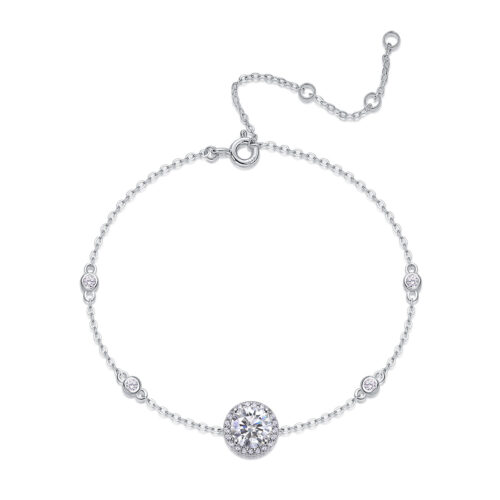 Lắc Tay Nữ Khí Chất Đính Kim Cương Moissanite Bạc S926 VDN049