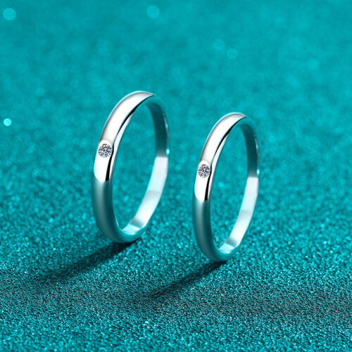 Nhẫn Đôi Cao Cấp Đính Kim Cương Moissanite Bạc S925 NHC006 Nhẫn Nam