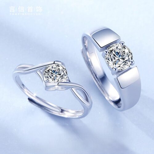 Nhẫn Cặp Đôi Thiên Thần Đính Kim Cương Moissanite Bạc S925 NHC009 Nhẫn Nữ