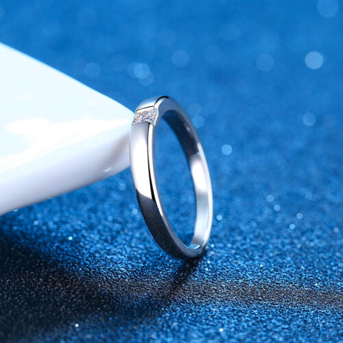Nhẫn Vuông Nữ Đính Kim Cương Moissanite Bạc S925 NHN042