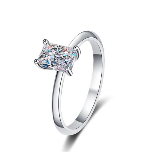 Nhẫn Kim Cương Moissanite Khắc Lục Bảo Cao Cấp Bạc S925 NHN046 Cắt Redeon