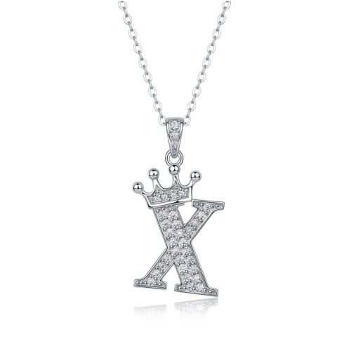 Dây Chuyền Chữ Cái Đính Kim Cương Moissanite Bạc S925 DCN092 Chữ X