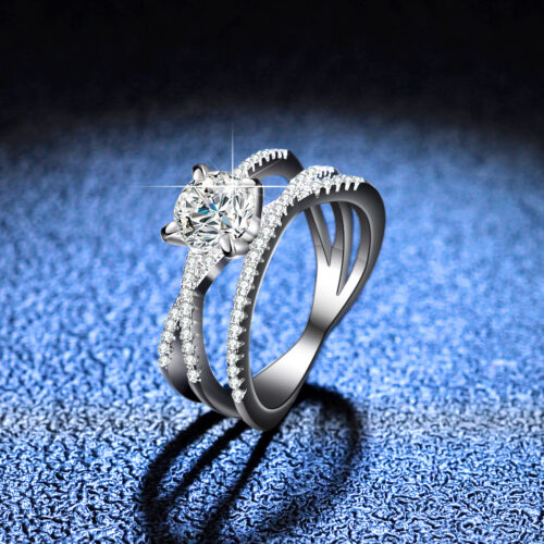 Nhẫn Nữ Sang Trọng Đính Kim Cương Moissanite 1 Carat Bạc S925 NHN062