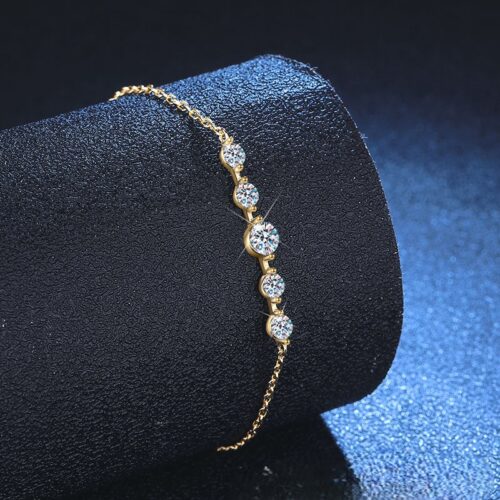 Lắc Chân Kiểu Hàn Quốc Đính Kim Cương Moissanite 1 Carat Bạc S925 VDN018 Màu Trắng