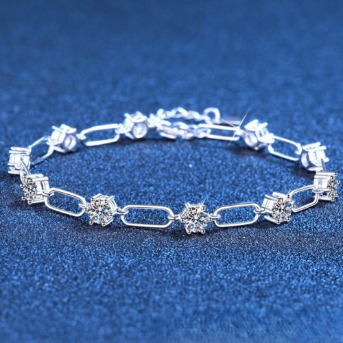 Vòng Tay Kiểu Nhật Đính Kim Cương Moissanite Bạc S925 VDN038