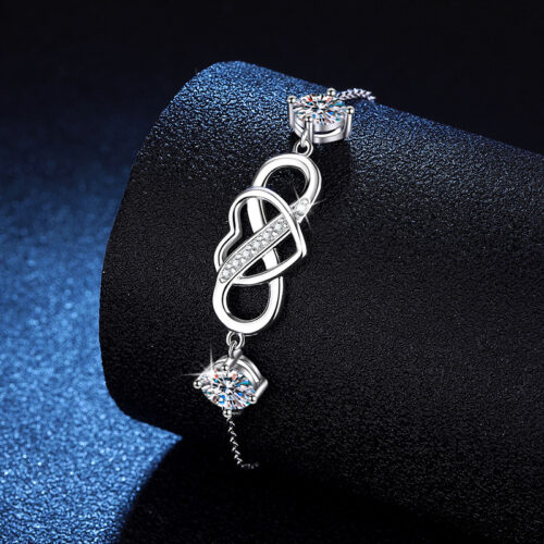 Lắc Chân Trái Tim Đính Kim Cương Moissanite Bạc S925 VDN040