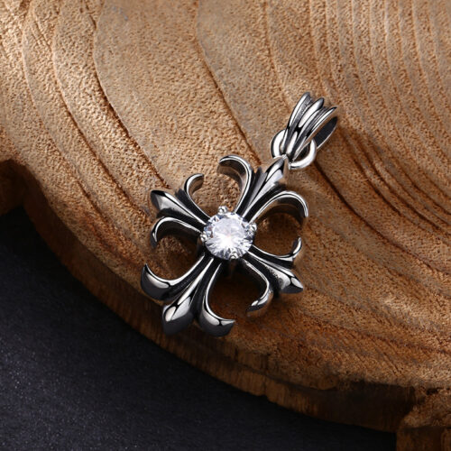 Mặt Dây Chuyền Zircon Chữ Thập Cá Tính Bạc Thái S925 MDB051