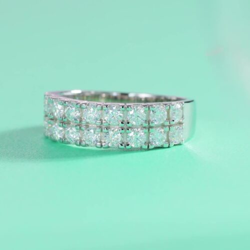 Nhẫn Nữ Đính 18 Viên Kim Cương Moissanite Bạc S925 NHN071