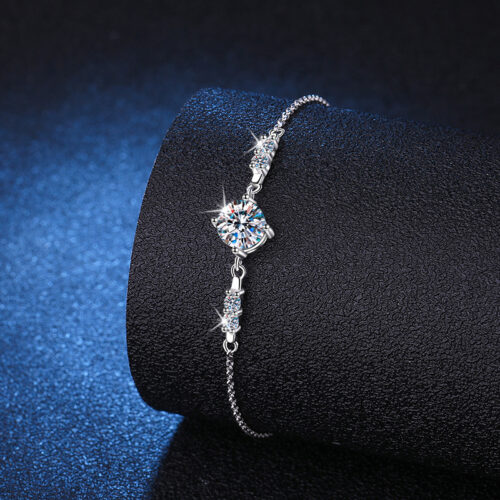 Lắc Chân Nữ Khí Chất Đính Kim Cương Moissanite 1 Carat Bạc S925 VDN017