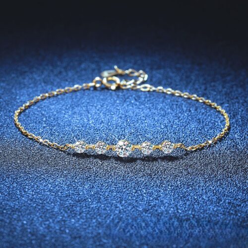 Lắc Chân Kiểu Hàn Quốc Đính Kim Cương Moissanite 1 Carat Bạc S925 VDN018 Màu Trắng
