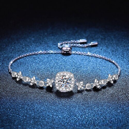 Lắc Chân Ngôi Sao Và Mặt Trăng Đính Kim Cương Moissanite Bạc S925 VDN037